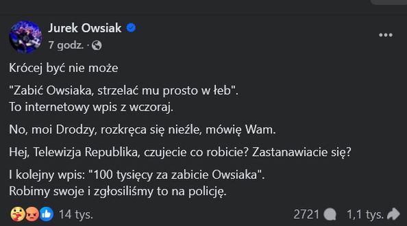 Jerzy Owsiak odbiera niebezpieczne groźby