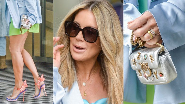 Małgorzata Rozenek paraduje przed studiem TVN w motylich butach sprzed kilku sezonów