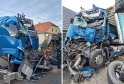 Kabina TIR-a została zmiażdżona. Kierowca cudem przeżył