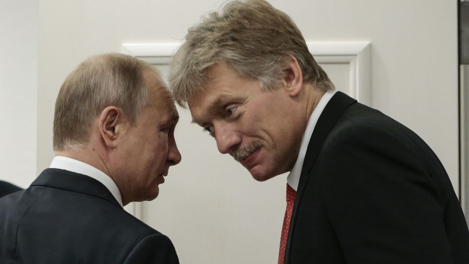 G20 Summit in OsakaOSAKA, JAPAN - JUNE 29: Russian President Vladimir Putin (L) speaks with Kremlin's spokesman Dmitriy Peskov (R) prior to the meeting with Turkish President Recep Tayyip Erdogan (not seen) on the second day of the G20 Summit at INTEX Osaka Exhibition Center in Osaka, Japan on June 29, 2019. (Photo by Metin Aktas/Anadolu Agency/Getty Images)Anadolu AgencyJapan, Recep Tayyip Erdogan, June, G20 Summit, Turkish President, Vladimir Putin, Russian president, Osaka, FeedRouted_Global