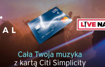 Bezpłatny Tidal i dostęp do przedsprzedaży Live Nation z kartą kredytową Citi Simplicity