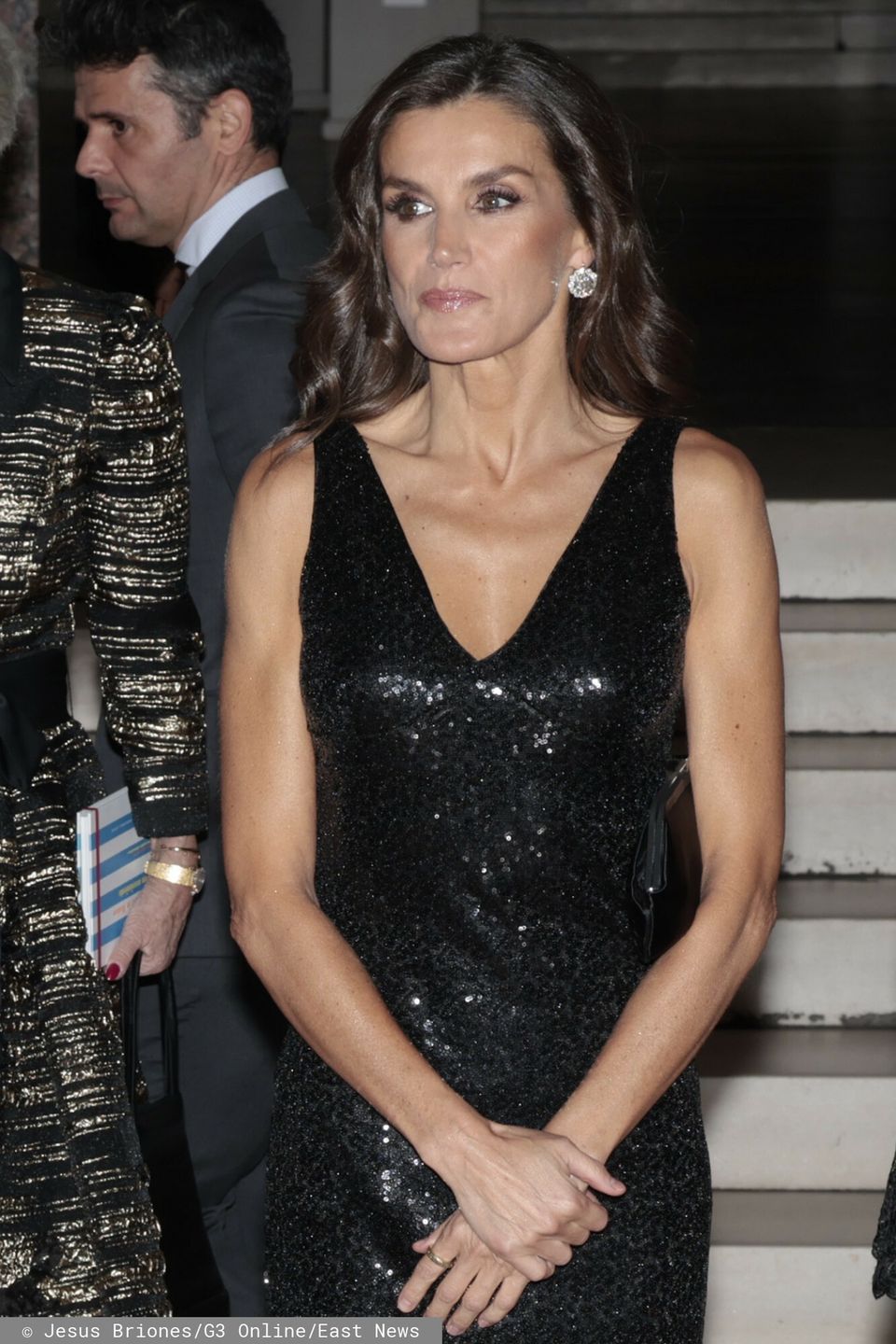 Królowa Letizia w czarnej cekinowej sukience 