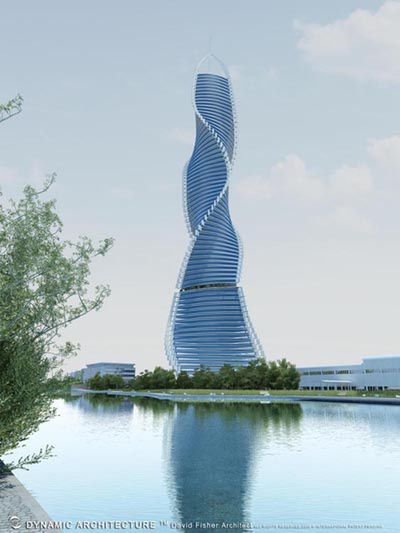 Obrotowe piętra wieżowca Dynamic Tower 7