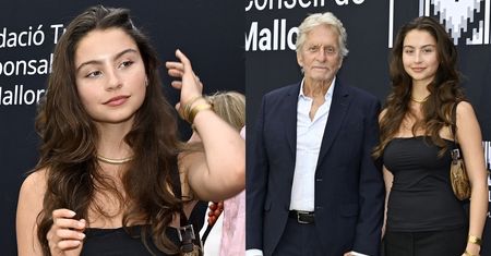 Michael Douglas pozuje z 23-letnią córką na ściance. Podobna do znanych rodziców? (ZDJĘCIA)