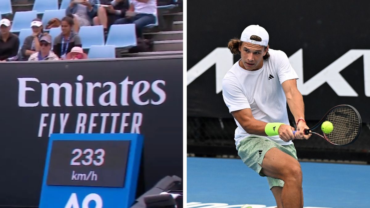 Zdjęcie okładkowe artykułu: Twitter / Australian Open / Na zdjęciu: Tomasz Berkieta (Getty Images/Will Murray) i prędkość jego serwisu