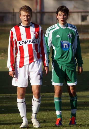 Paweł Jaroszyński i Bartosz Żurek (dziś Cracovia) podczas meczu ME Cracovia - Legia Warszawa 20.11.2011
