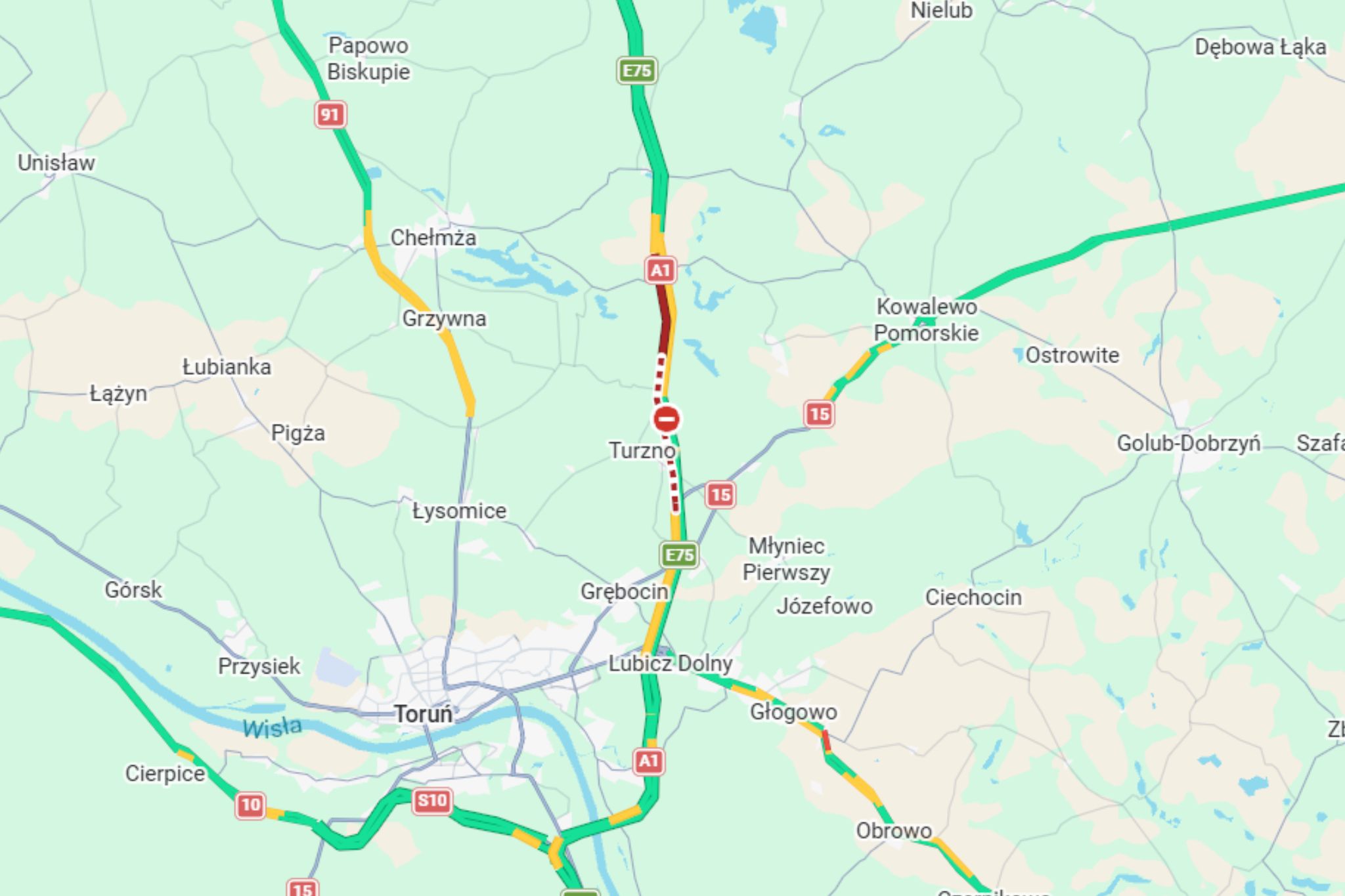 Zablokowana trasa A1