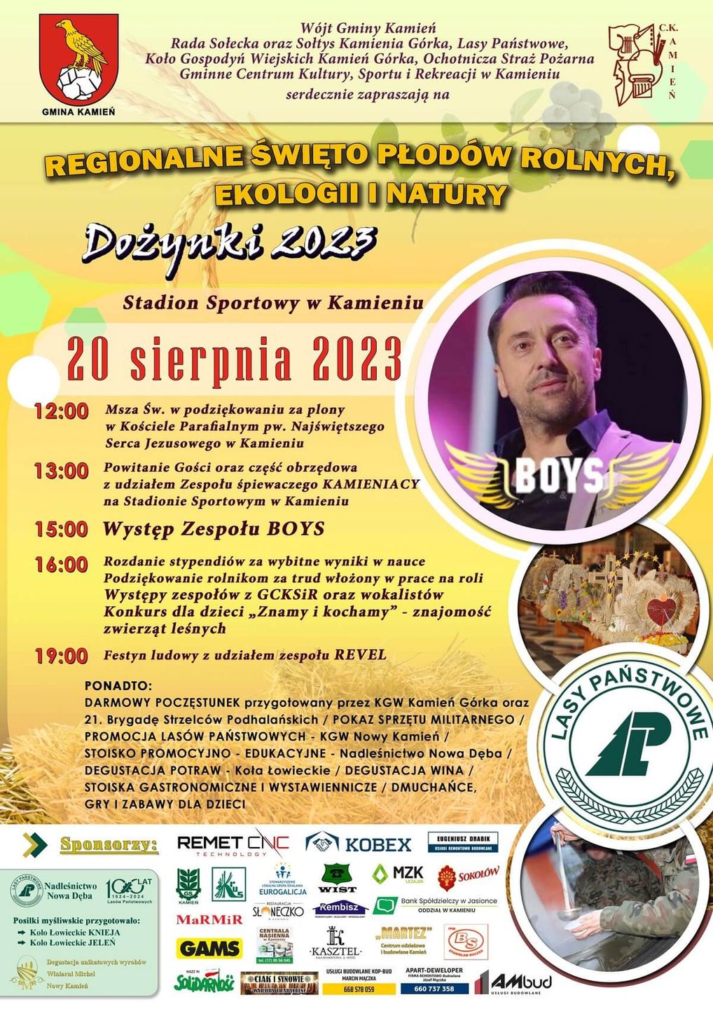 Dożynki w Kamieniu 2023 - plakat, program wydarzenia
