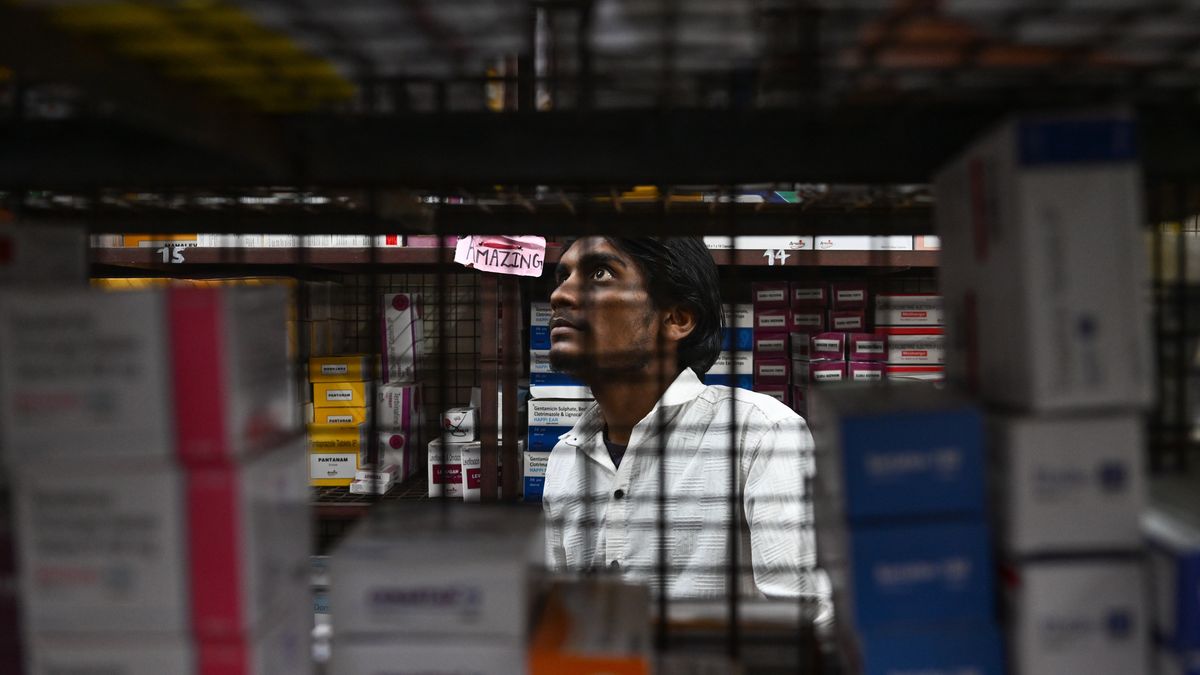 ALLAHABAD, INDIA - APRIL 03: A worker sorts medicines in a wholesale medicine shop on April 03, 2025 in Allahabad, India. India faces a 26% reciprocal tariff on its exports to the U.S. under President Trump's "Liberation Day" tariffs, significantly impacting key sectors like pharmaceuticals, automobiles, and IT services. While these tariffs aim to address the $46 billion trade deficit between the two nations, they pose challenges for Indian exporters heavily reliant on the U.S. market (Photo by Ritesh Shukla/Getty Images)