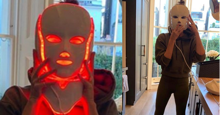 Victoria Beckham w świecącej masce straszy swojego psa (FOTO)