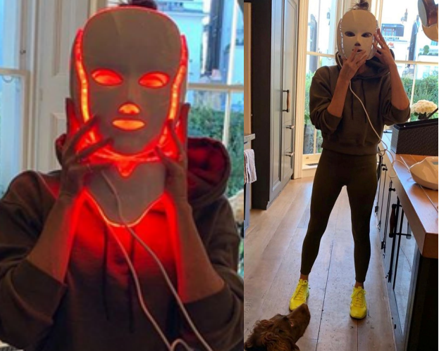 Victoria Beckham w świecącej masce straszy swojego psa (FOTO)