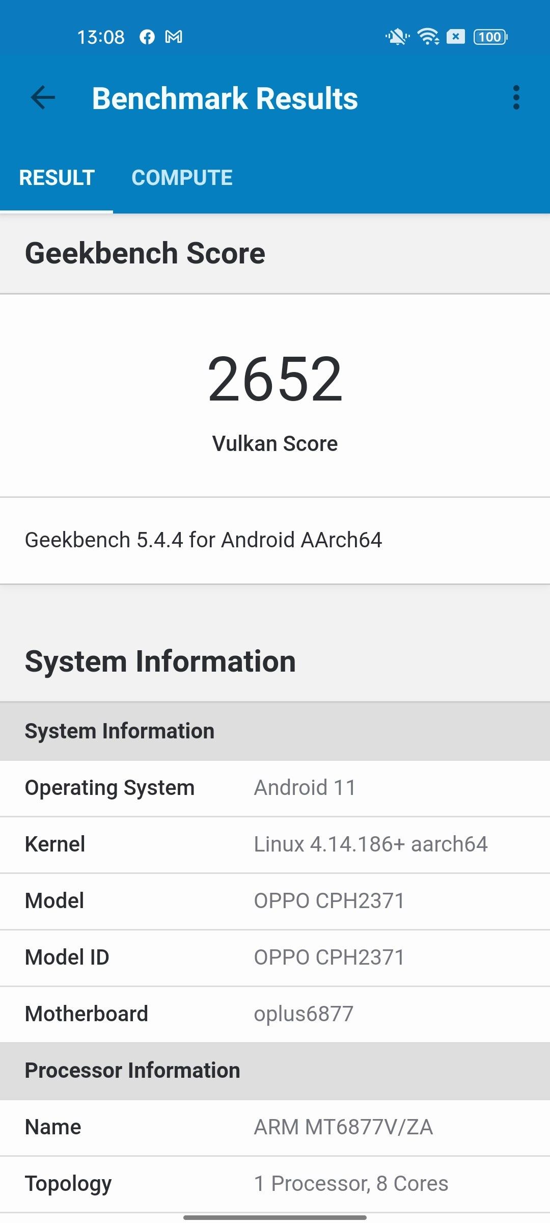 Geekbench 5 wydajność Vulcan
