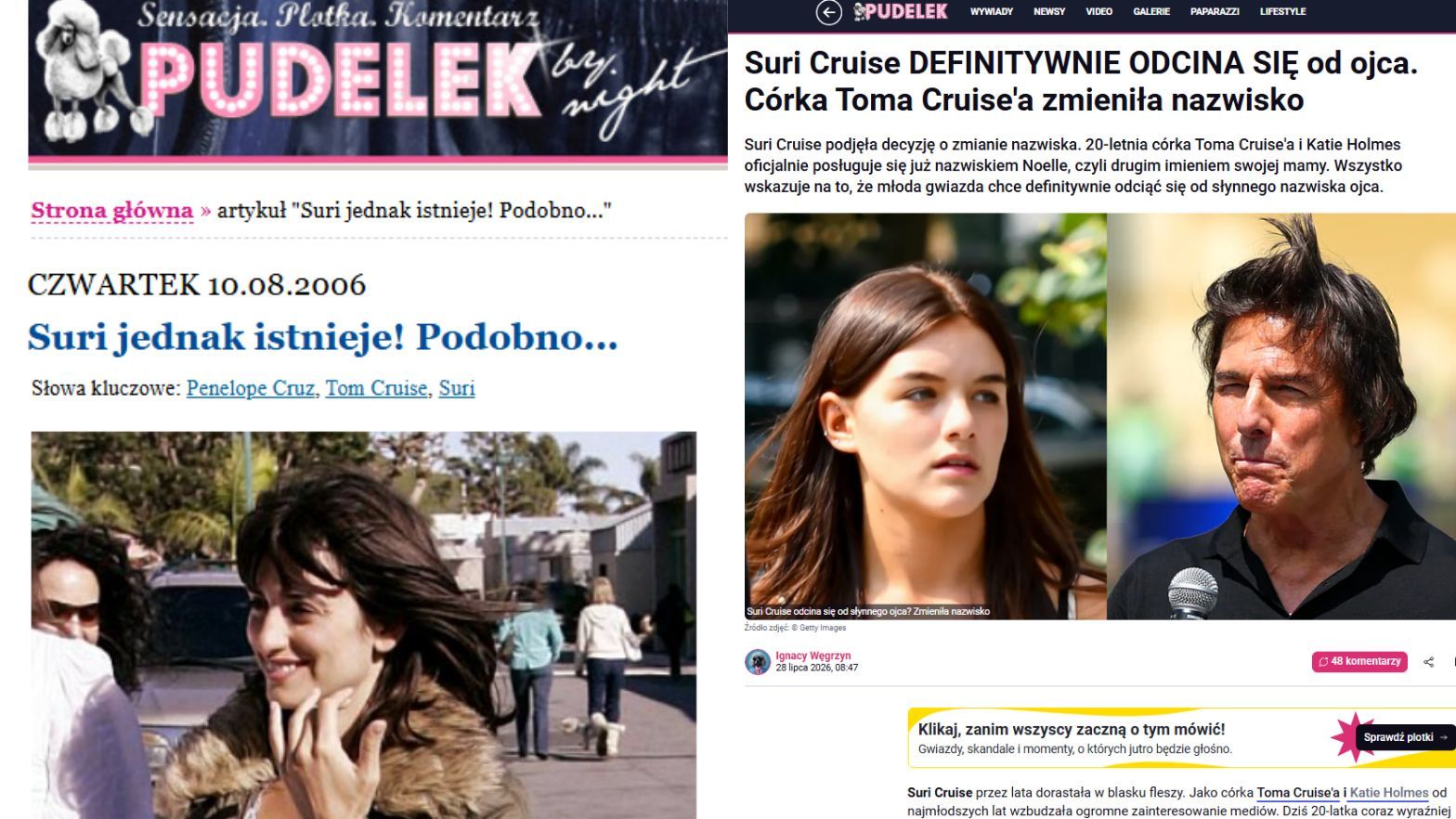 Perypetie Cruise'a z żoną i córką