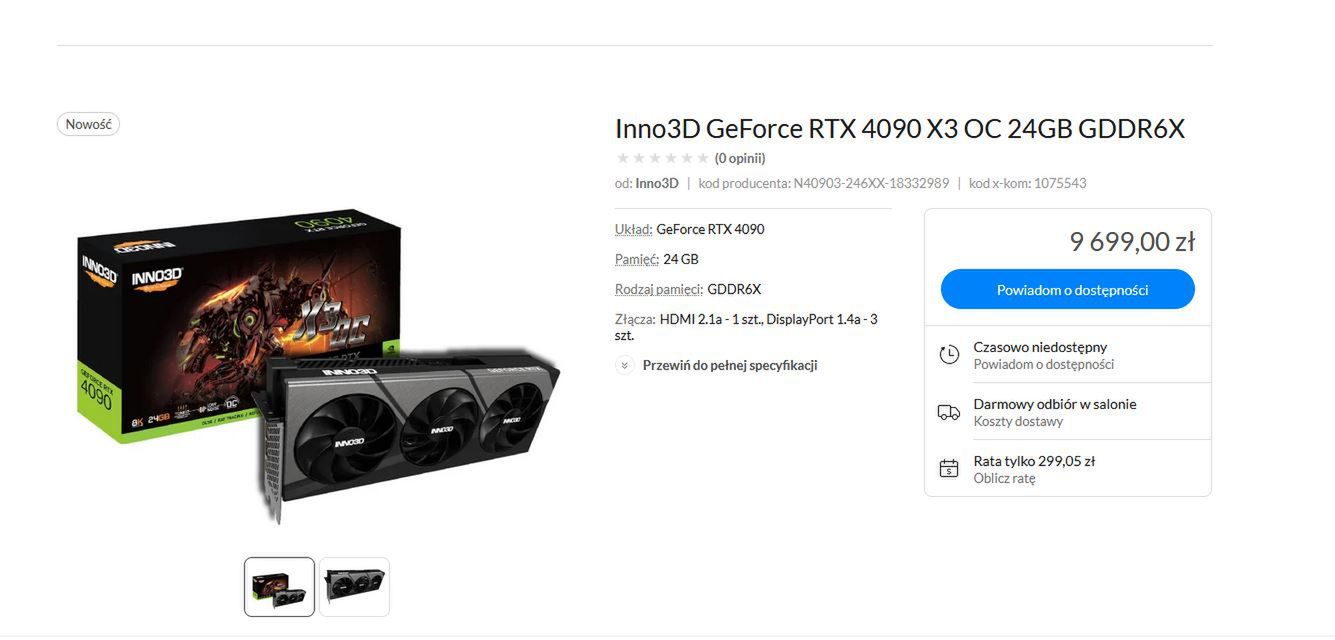GeForce RTX 4090 w sklepie.