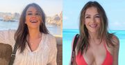 Elizabeth Hurley w bikini posyła uśmiechy na tle lazurowej wody. Dalibyście jej 60 lat? (FOTO)