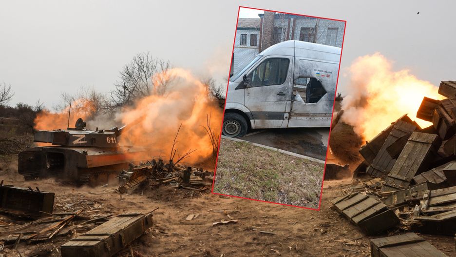 Polski bus został trafiony pociskiem artyleryjskim w Donbasie