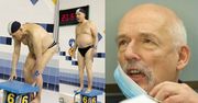 Janusz Korwin-Mikke solidaryzuje się z branżą fitness, prężąc ciało na basenie (FOTO)
