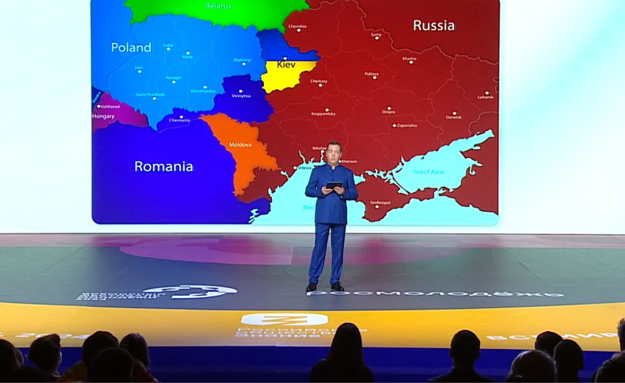 Miedwiediew w szale. Dokonał rozbioru Ukrainy. Pokazał mapę