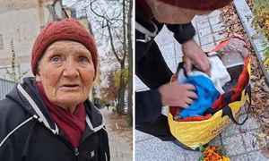 Seniorka sprzedaje orzechy i kwiaty na ulicy. "Nikt nic nie kupił"