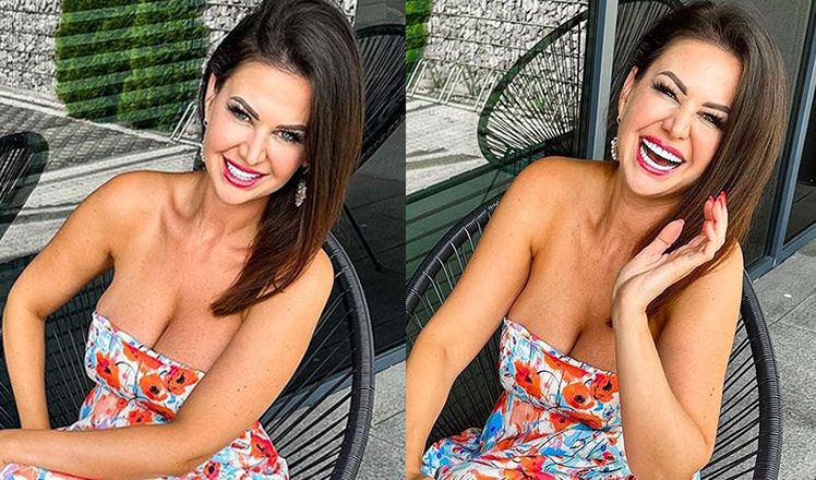 Maja Rutkowski w sukience w maki u dentysty