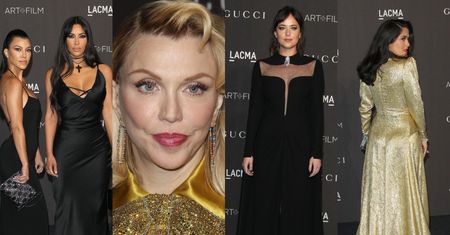 Szczupła talia Kim Kardashian, wygładzona twarz Courtney Love i mroczna Dakota Johnson na gali LACMA (ZDJĘCIA)
