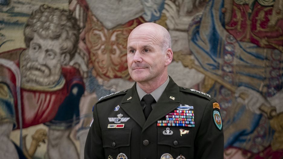 MADRID, SPAIN - MARCH 01: Commander, Supreme Allied Command Europe (SACEUR), General Christopher G. Cavoli, poses upon his arrival 
at Zarzuela Palace, March 1, 2023, in Madrid, Spain. Christopher G. Cavoli is a general in the U.S. Army and has traveled to Spain on business. Cavoli was appointed to succeed General Tod D. Wolters in his dual role as commander of U.S. European Command and Supreme Allied Commander Europe. (Photo By A. Perez Meca/Europa Press via Getty Images)