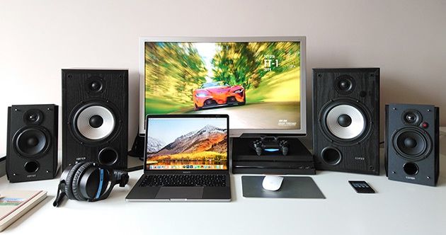Edifier R1850DB i Edifier R2600 - porównanie wielkości głośników