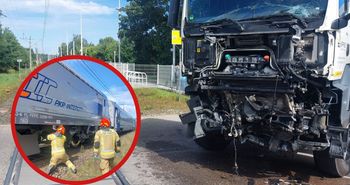 Kolizja na przejeździe kolejowym. Ciężarówka uderzyła w pociąg