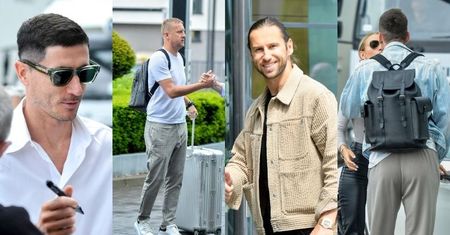 Piłkarze reprezentacji Polski pozują w drodze na zgrupowanie przed meczem z Walią: Lewandowski, Krychowiak, Milik z Agatycze (ZDJĘCIA)