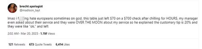 Post kelnerki wywołał burzę w sieci