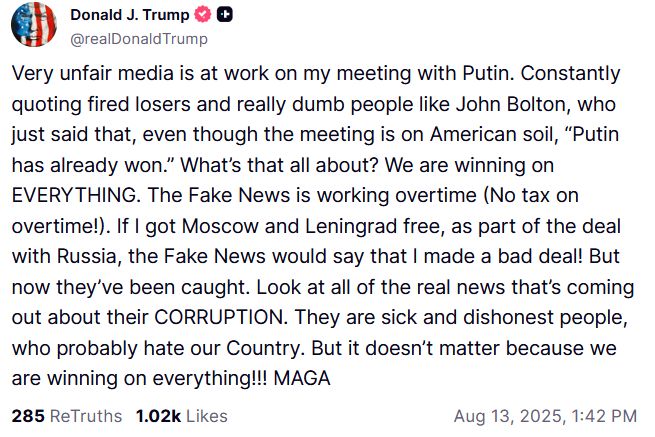 Wpis Donalda Trumpa