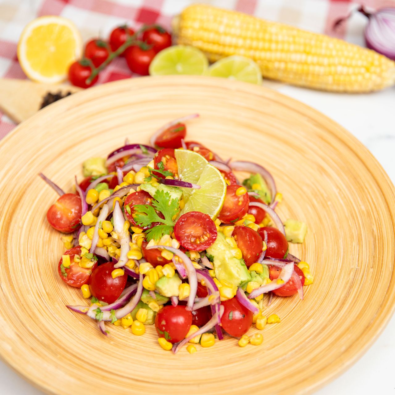 Summer salad with avocado and corn