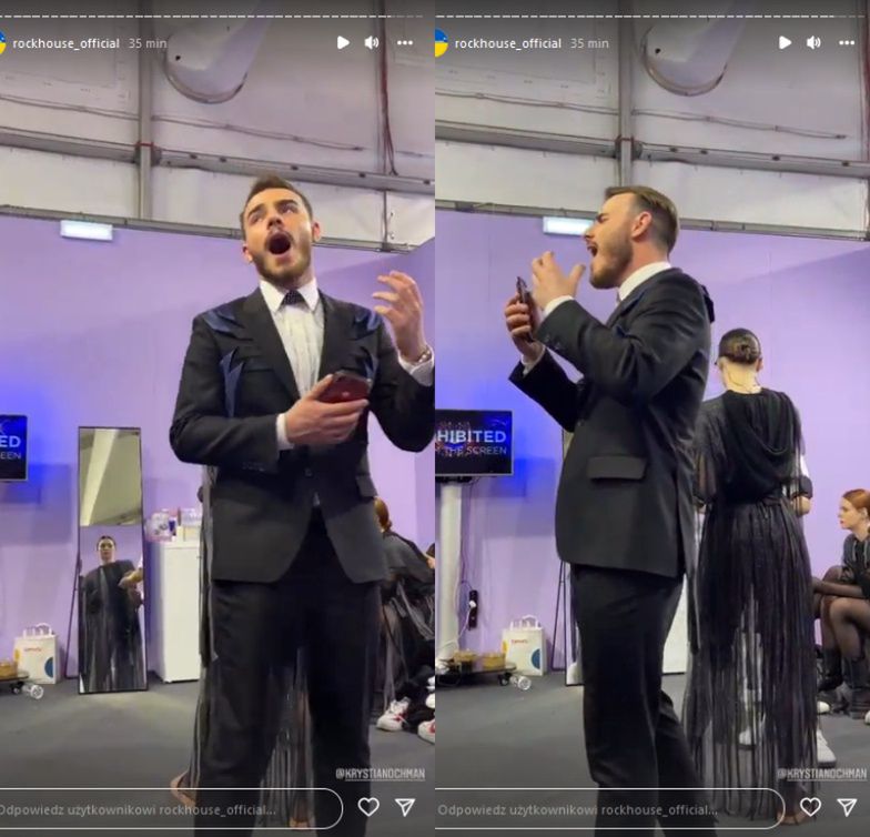 Krystian Ochman przed wyjściem na scenę