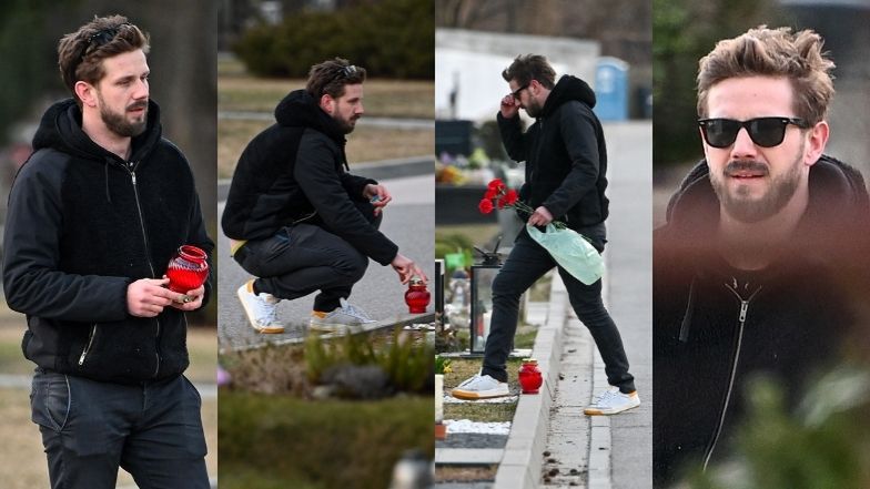 Antek Królikowski odwiedza grób ojca w towarzystwie paparazzi