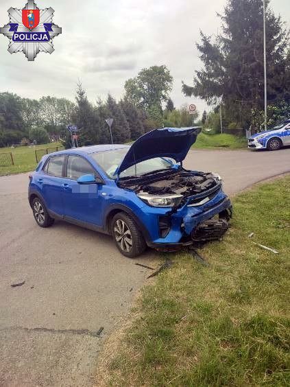 fot. Policja Zamość. Zderzenie dwóch pojazdów w Siedliskach