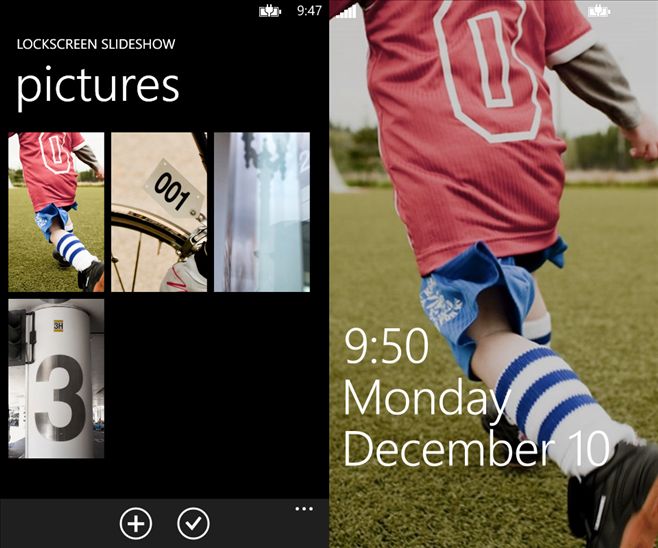 Przykładowe ekrany z Lockscreen slideshow