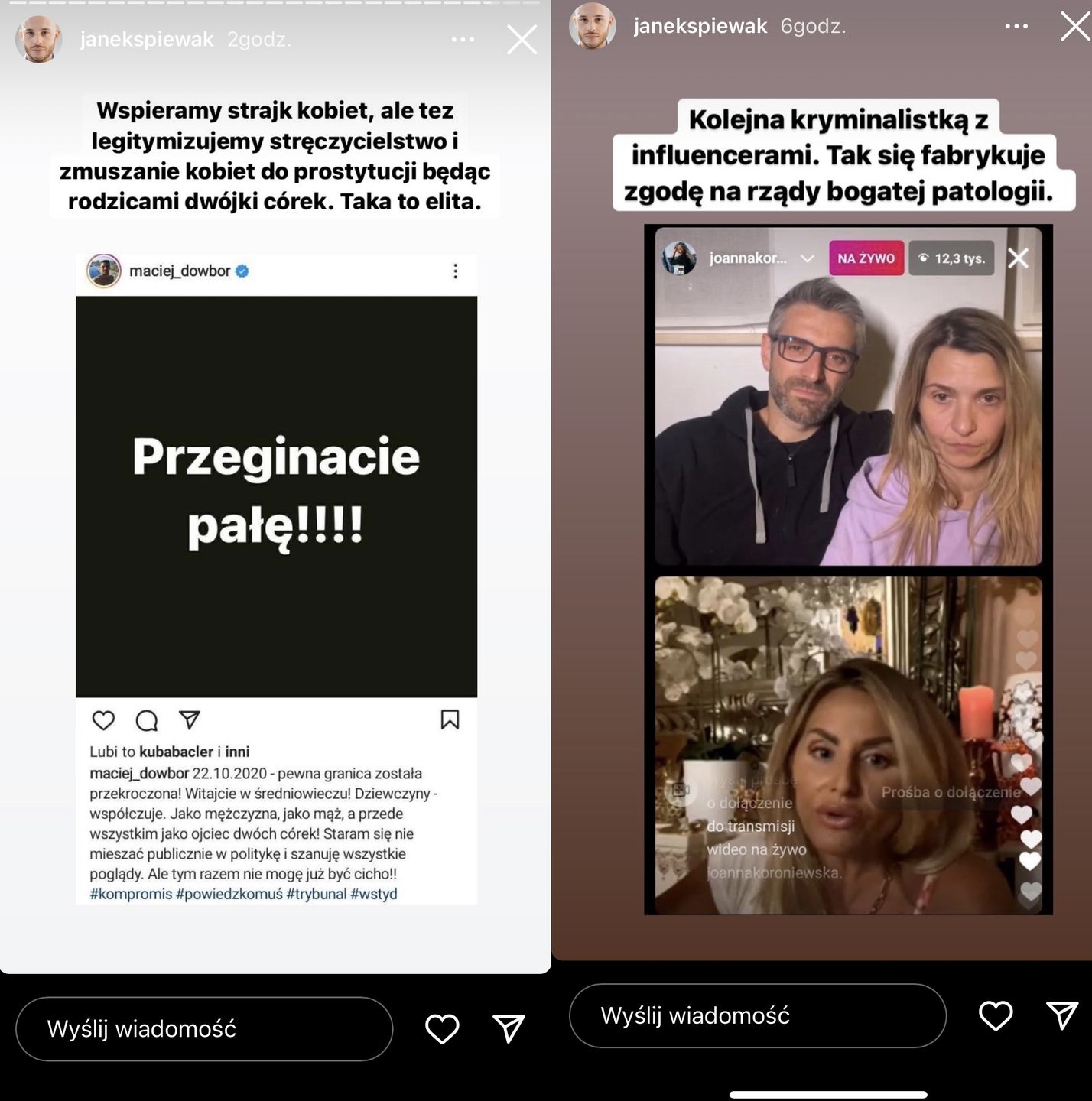 Maciej Dowbor i Joanna Koroniewska uderzają w Jana Śpiewaka