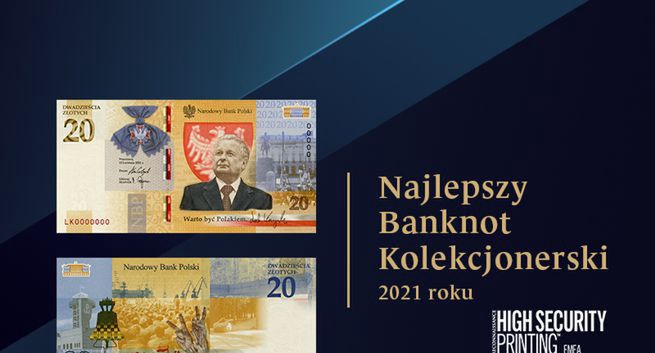 Międzynarodowa nagroda dla Narodowego Banku Polskiego – banknot „Lech Kaczyński. Warto być Polakiem” najlepszym banknotem kolekcjonerskim roku 2021