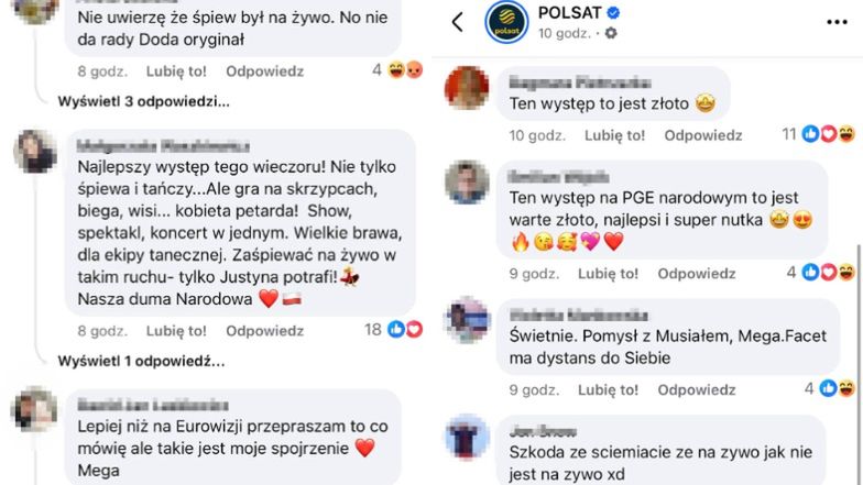 Komentarze pod wpisami telewizji Polsat