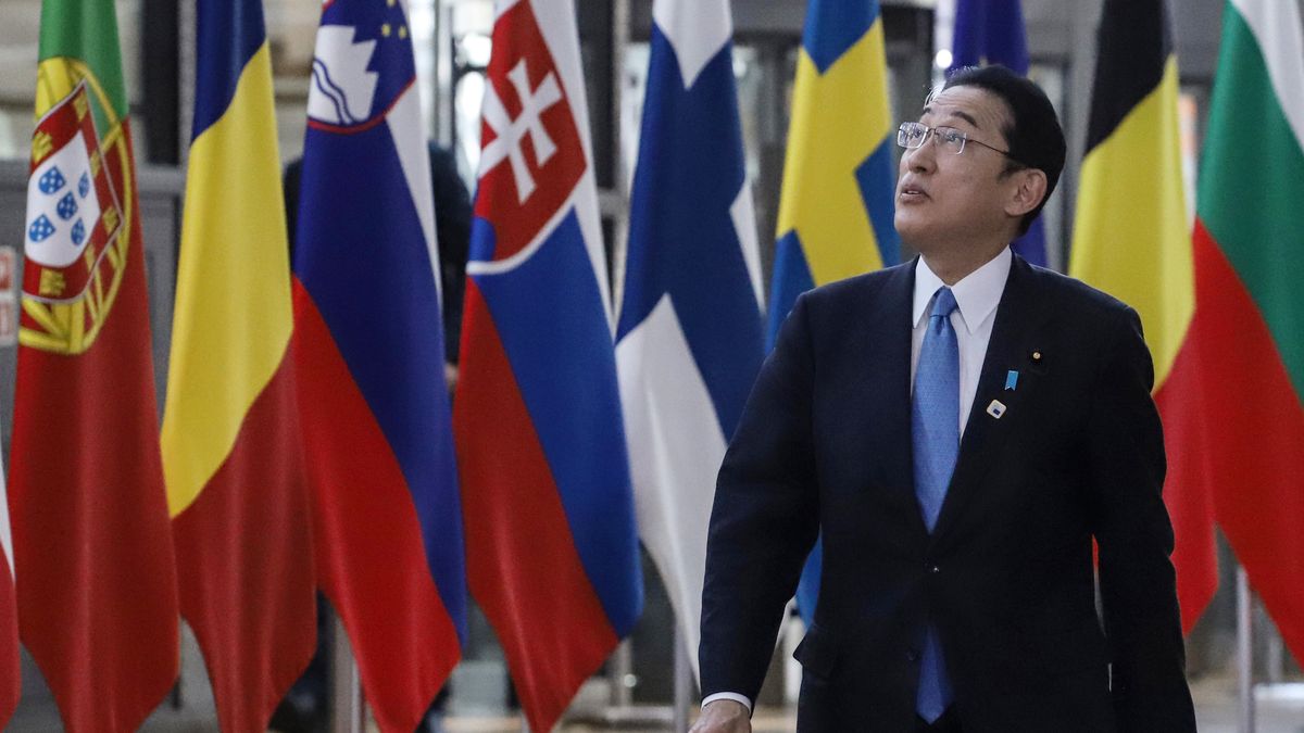 Fumio Kishida, Japan's prime minister, at the European Union (EU) Council headquarters in Brussels, Belgium, on Thursday, March 24, 2022. The world's leading economic powers plan to say that they will continue to impose "severe consequences" on Russia by fully implementing the sanctions that countries have already imposed and stand ready to apply additional measures. Photographer: Valeria Mongelli/Bloomberg via Getty Images
