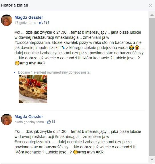 Magda Gessler o pizzy