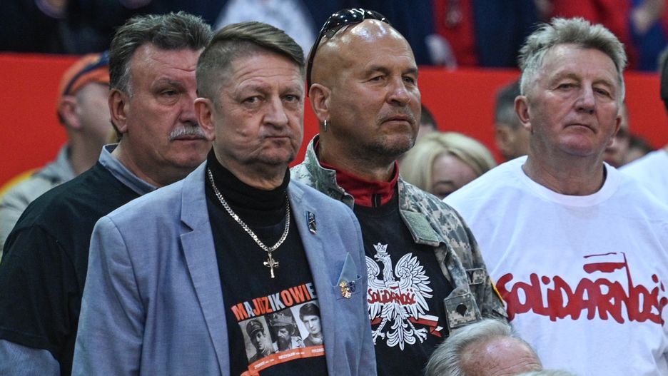 KRAKOW, POLAND - MAY 15, 2023: , Ryszard Majdzik (Left), Polish anti-communist opposition activist and trade unionist, local government official, listening Mayor of Warsaw, Rafal Trzaskowski, speaking in Krakow, on May 15, 2023, in Krakow, Poland.
Chairman Donald Tusk's visit to Krakow marked the 10th stop of the Civic Platform party's tour. The 'Tusk Show' united residents for the #HereIsTheFuture campaign, featuring a mix of familiar and new elements. The dynamic exchange and passionate speeches echoed the March 4th march, rallying all to unite in Warsaw. (Photo by Artur Widak/NurPhoto via Getty Images)