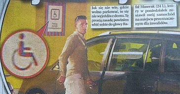 Maserak parkuje na miejscu dla niepełnosprawnych