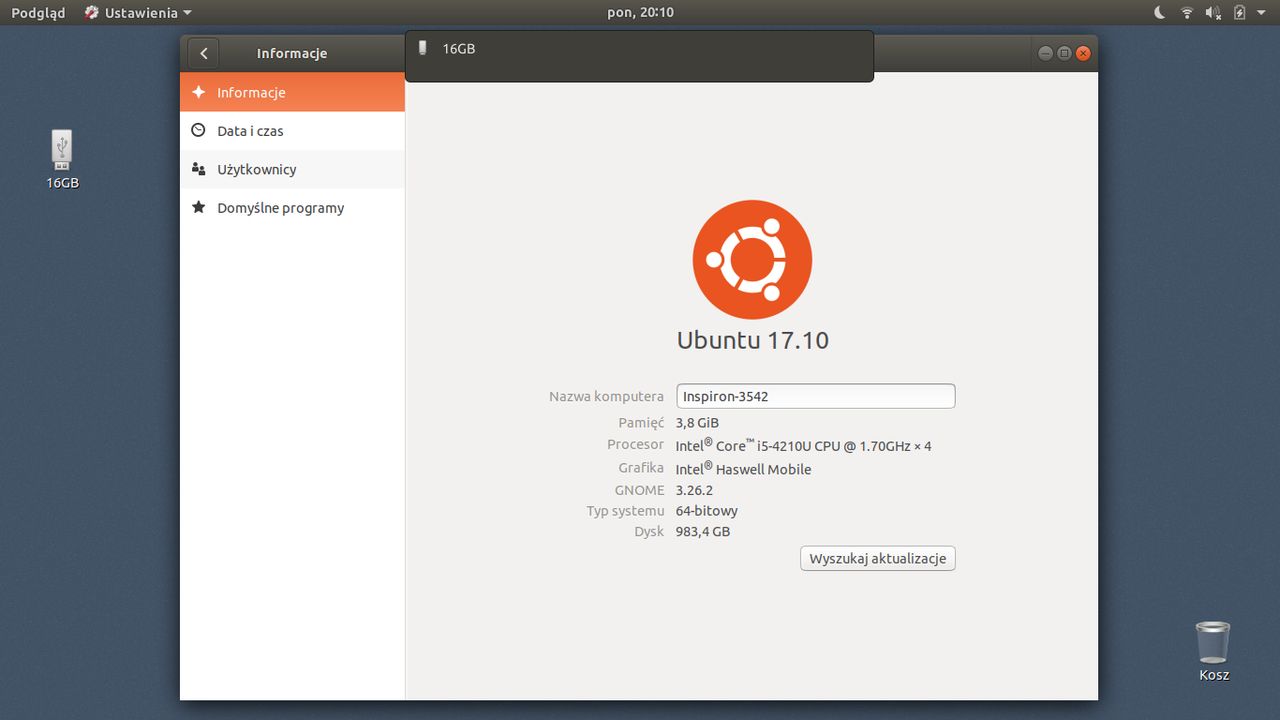 Wszystkie odczucia użytkowania laptopa sponsoruje Ubuntu 17.10