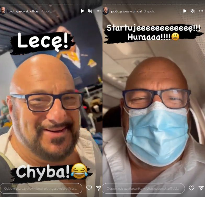 Piotr Gąsowski oczernia i nagrywa siedzącego obok niego w samolocie mężczyznę