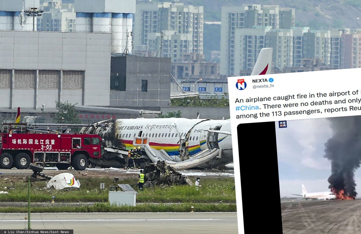 Chiny. Pożar samolotu. 40 rannych (East News/Twitter)
