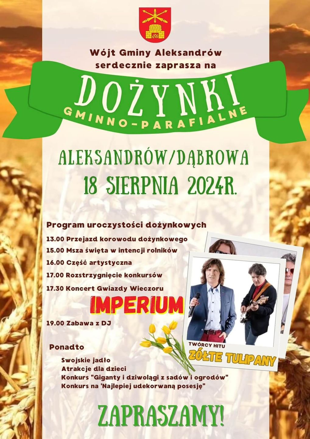 Dożynki w Dąbrowie 2024 - plakat, program wydarzenia