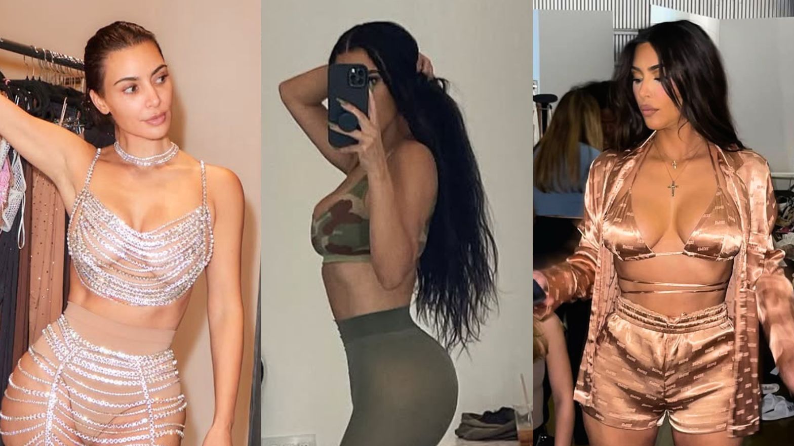 Kim Kardashian wygina się przed lustrem w skąpych fatałaszkach