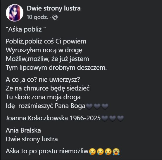 Wiersz o Joannie Kołaczkowskiej