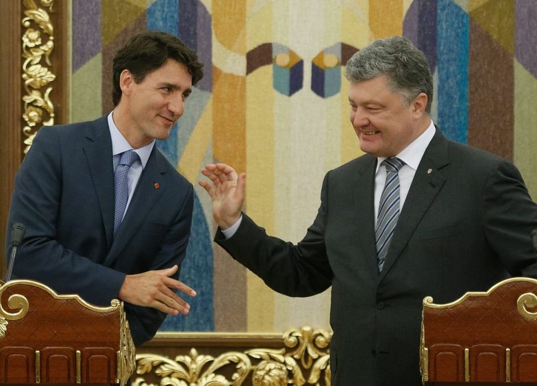 Na zdjęciu Justin Trudeau i prezydent Ukrainy Petro Poroszenko